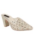 Gold-Toned & Silver-Toned Embellished Ethnic Block Mules 3